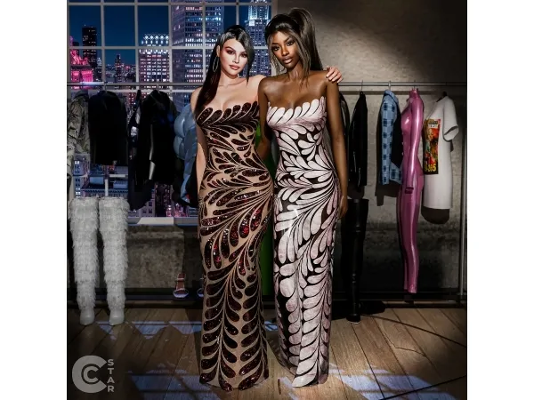 Alpha Selena Gomez's Gown Covered In Sequins cool_content_star - The Sims 4 Custom Content