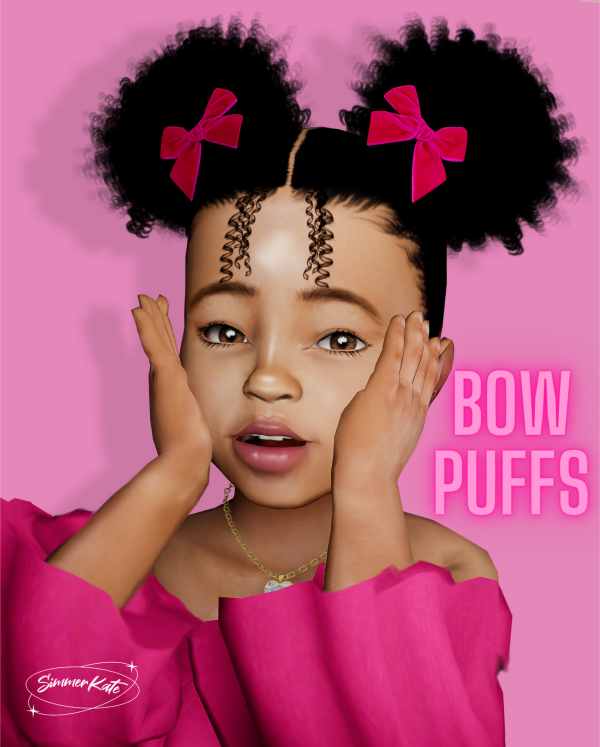 Alpha Bow Puffs Toddler Hair by simmerkatex - The Sims 4 Custom Content