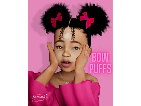 Alpha Bow Puffs Toddler Hair - The Sims 4 Custom Content