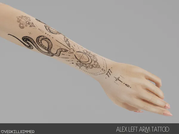Mix Alex left arm tattoo - The Sims 4 Custom Content