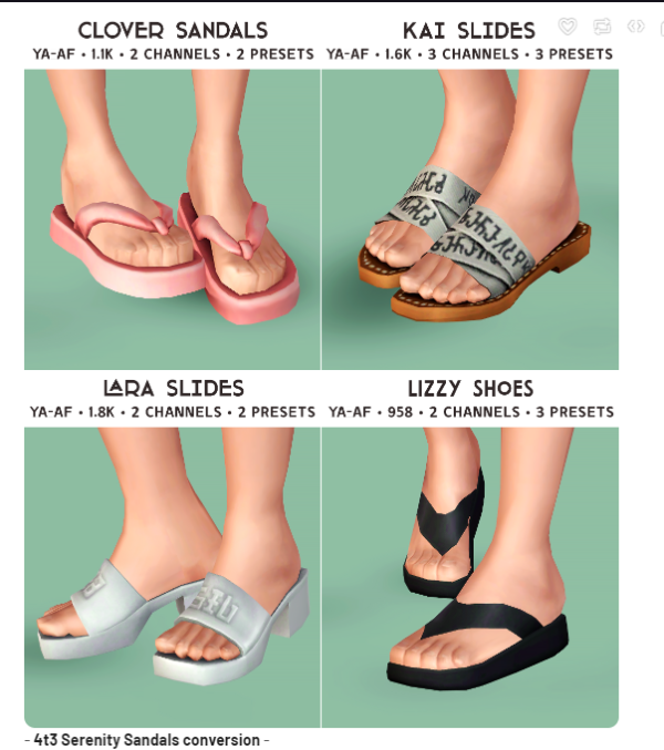 4t3 Serenity Sandals conversion by simsfinds - The Sims 3 Custom Content