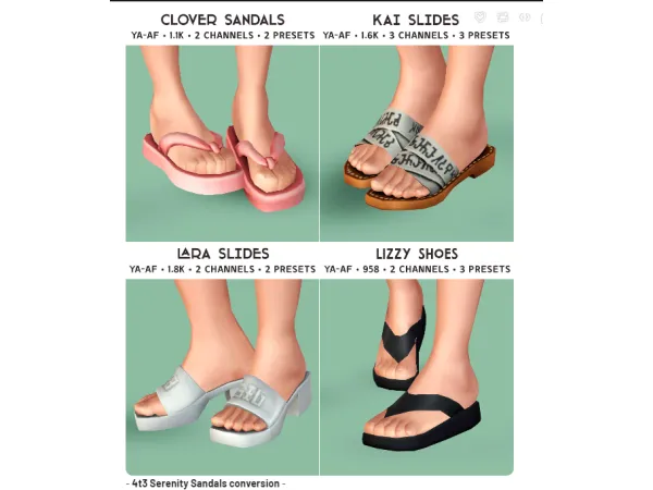 4t3 Serenity Sandals conversion by meochicc - The Sims 3 Custom Content