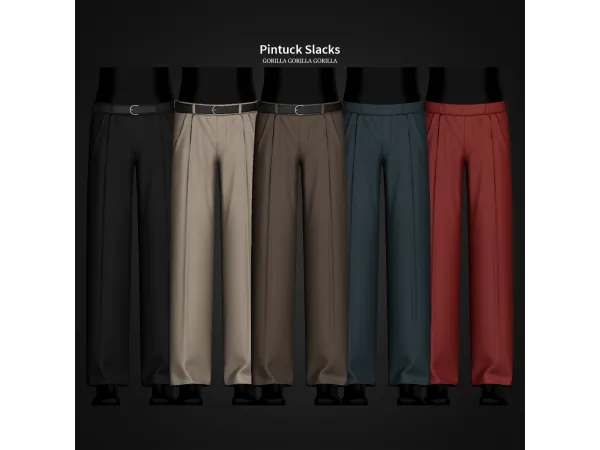 Alpha Pintuck Slacks II by gorillax3 - The Sims 4 Custom Content