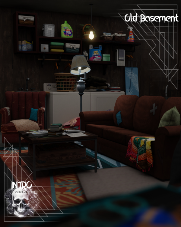 Alpha Old Basement Blender Scene by simsfinds - The Sims 4 Custom Content