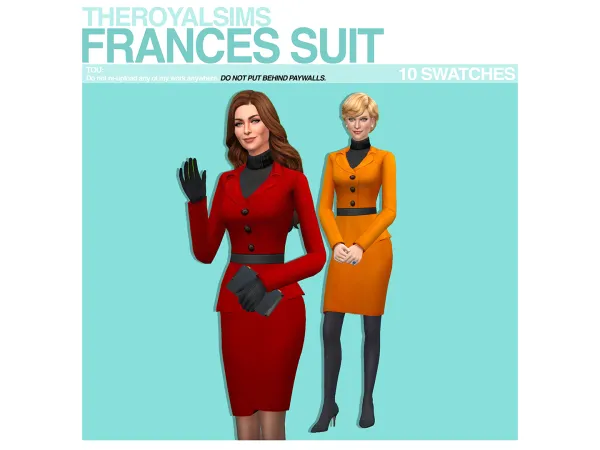 Maxis Match THEROYALSIMS FRANCES SUIT by theroyalsims - The Sims 4 Custom Content