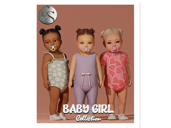 Alpha CAMUFLAJE Baby Girl Infant Colection (3 Onsies 2 pair of Earrings) FS by camuflaje - The Sims 4 Custom Content