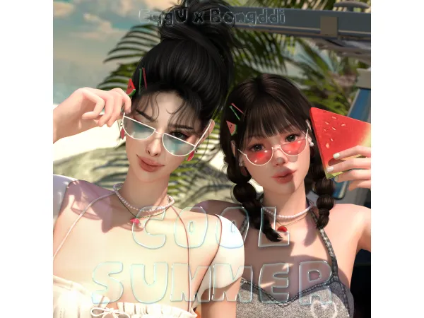 Alpha [ExB] Cool summer_Sunglasses set by BONGDDI - The Sims 4 Custom Content
