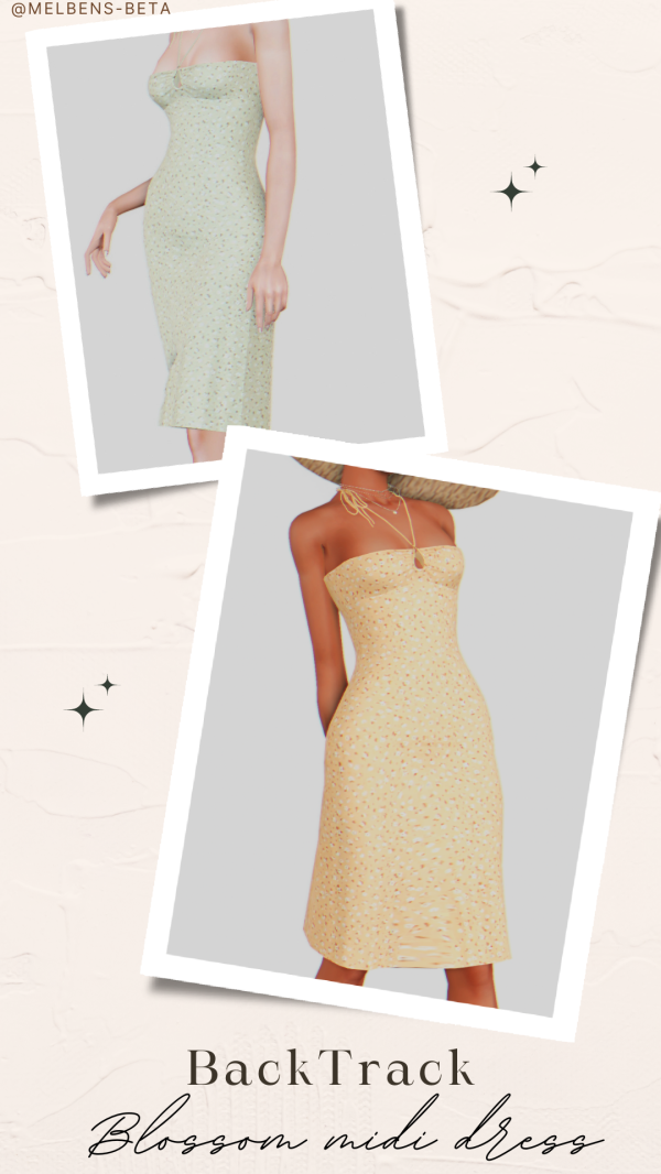 BACKTRACK BLOSSOM MIDI DRESS 4T3 by simsfinds - The Sims 3 Custom Content