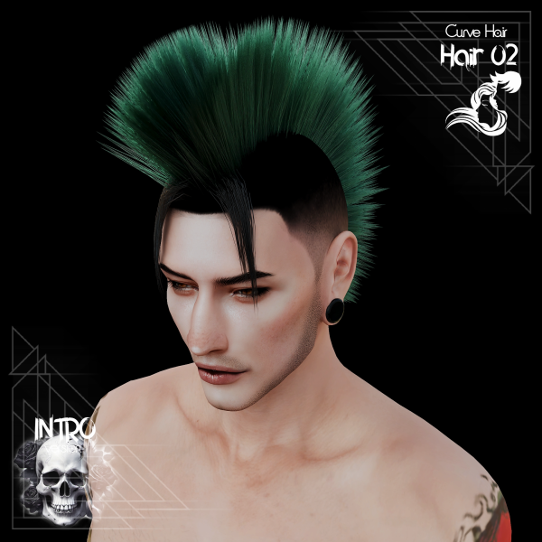 Alpha Hair 2 Curve Hair by simsfinds - The Sims 4 Custom Content