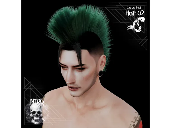 Alpha Hair 2 Curve Hair by introversionscenes - The Sims 4 Custom Content
