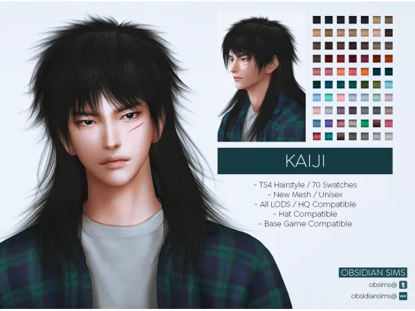 Alpha KAIJI HAIRSTYLE New mesh by obsims - The Sims 4 Custom Content