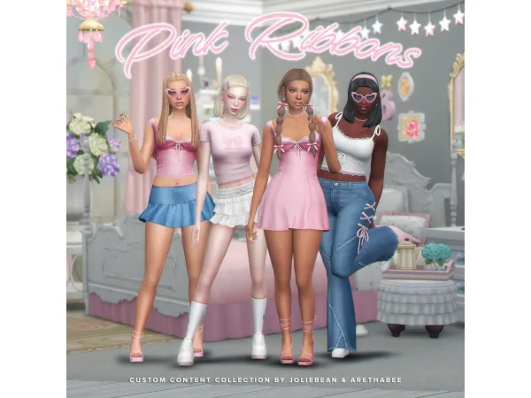 Maxis Match pink ribbons collection by arethabee joliebean by arethabee - The Sims 4 Custom Content