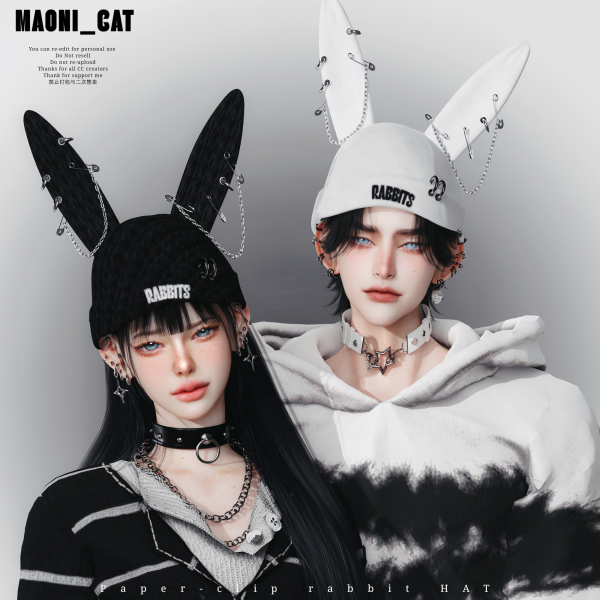 Alpha [Maoni_cat]Paper clip rabbit HAT by simsfinds - The Sims 4 Custom Content