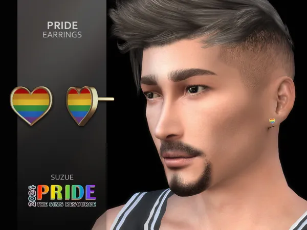 Alpha Pride Heart Earrings - The Sims 4 Custom Content