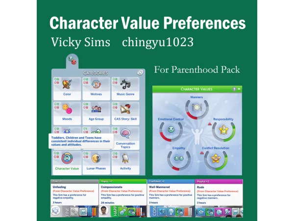 Maxis Match Character Value Custom Preferences V2 by chingyu1023 - The Sims 4 Custom Content