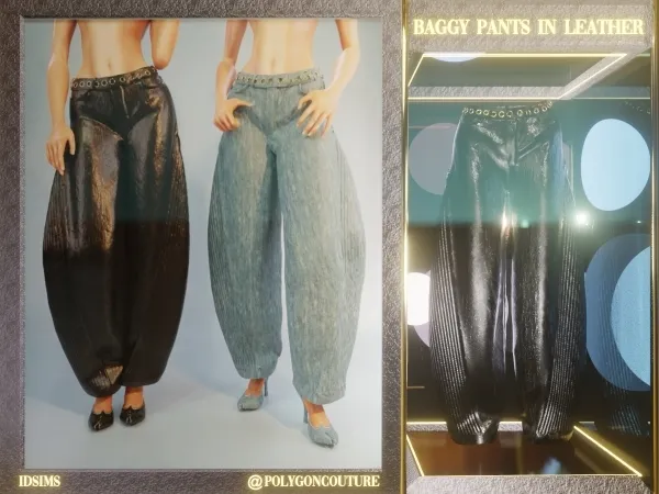 Alpha Baggy Pants in Leather - The Sims 4 Custom Content