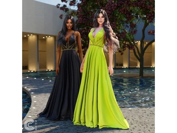 Alpha Flowinng Gown cool_content_star - The Sims 4 Custom Content