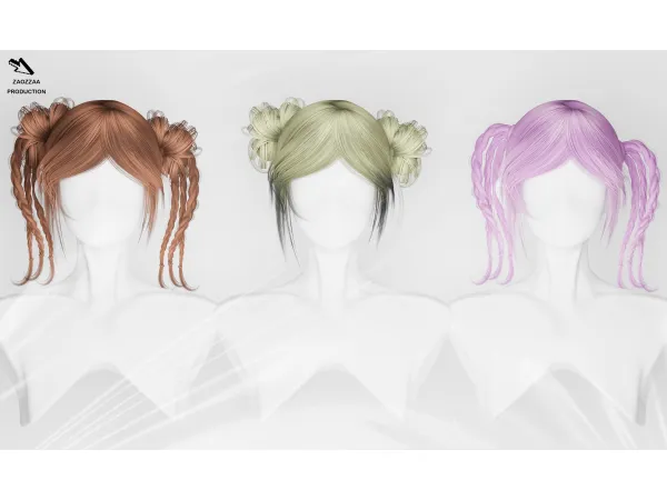 Alpha [ZAO]Seventy Hair (3Ver) by ZAOZZAA - The Sims 4 Custom Content