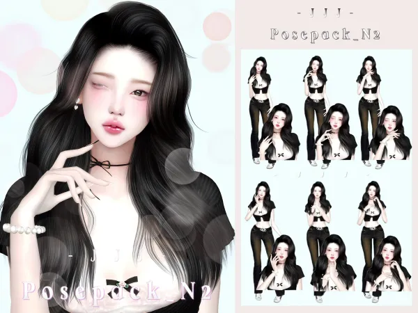 Mix [JJJ] Posepack_N2_CUTE1_ver by simsfinds - The Sims 4 Custom Content