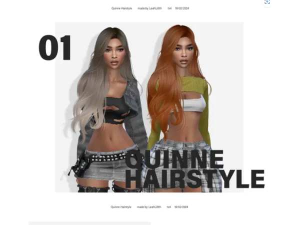 Alpha Quinne Hairstyle by LeahLilith - The Sims 4 Custom Content