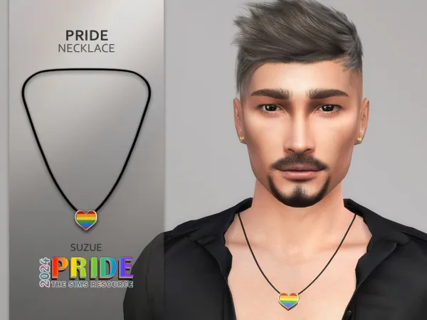 Alpha Pride Heart Necklace - The Sims 4 Custom Content