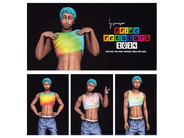 Mix Pride crop top 2024 by simmireen - The Sims 4 Custom Content