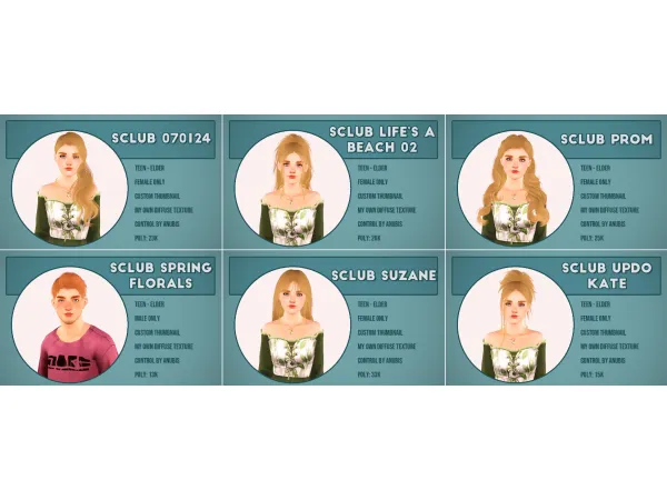 SClub hairs - The Sims 3 Custom Content