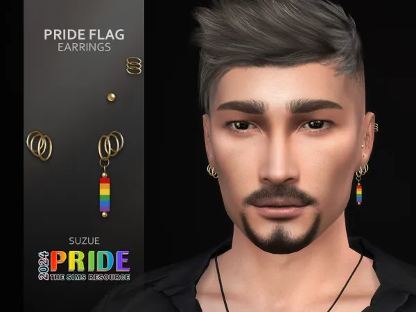 Alpha Pride Flag Earrings - The Sims 4 Custom Content