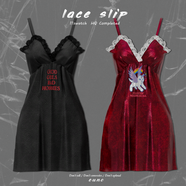 Alpha lace slip by euno - The Sims 4 Custom Content