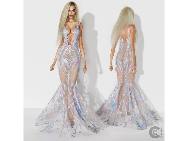 Alpha Sequin Iridescent Mermaid Gown cool_content_star - The Sims 4 Custom Content