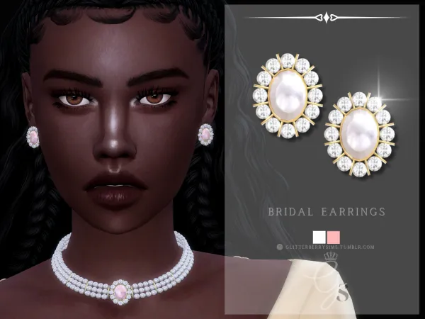 Mix Bridal Earrings 2 by GlitterberryFly - The Sims 4 Custom Content