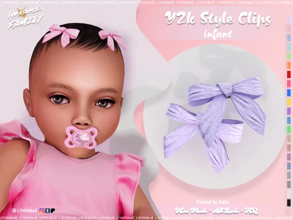 Alpha Y2K style hair clips Infant by lynxsimzfamily - The Sims 4 Custom Content