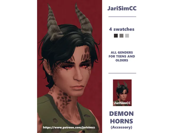 Mix JariSimCC Hat DemonHorns 01 by jarisimcc - The Sims 4 Custom Content