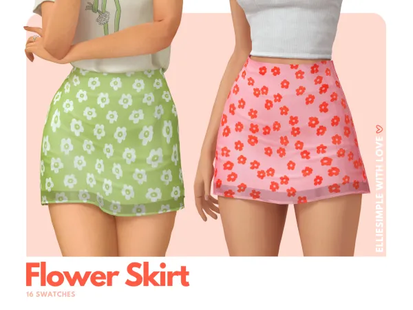 Maxis Match Elliesimple Flowers Collection Flower Skirt - The Sims 4 Custom Content