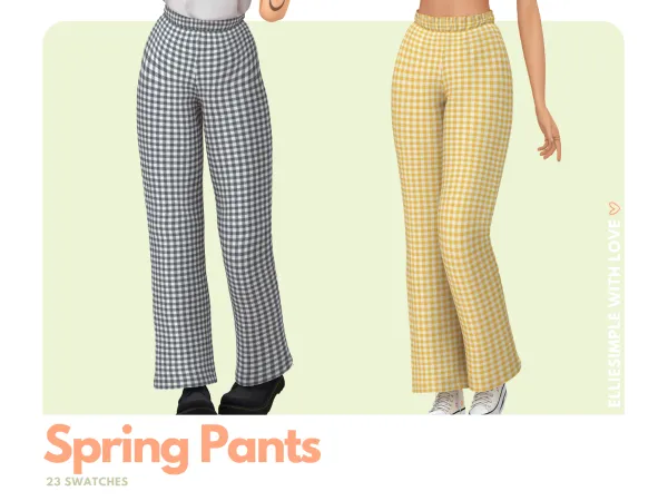Alpha Elliesimple Flowers Collection Spring Pants - The Sims 4 Custom Content