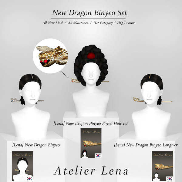 Alpha [Atelier Lena] New Dragon Binyeo Set by simsfinds - The Sims 4 Custom Content