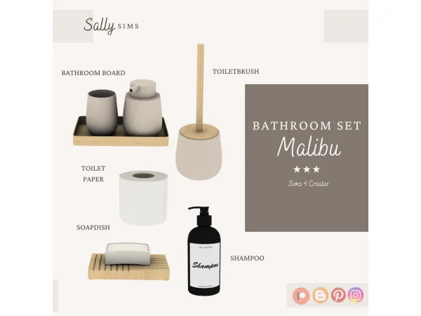Mix Bathroom Set MALIBU (GIFT) by sallysims - The Sims 4 Custom Content