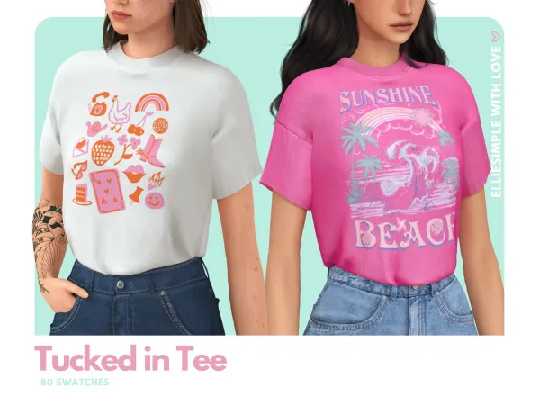 Mix Elliesimple Flowers Collection Tucked in Tee - The Sims 4 Custom Content