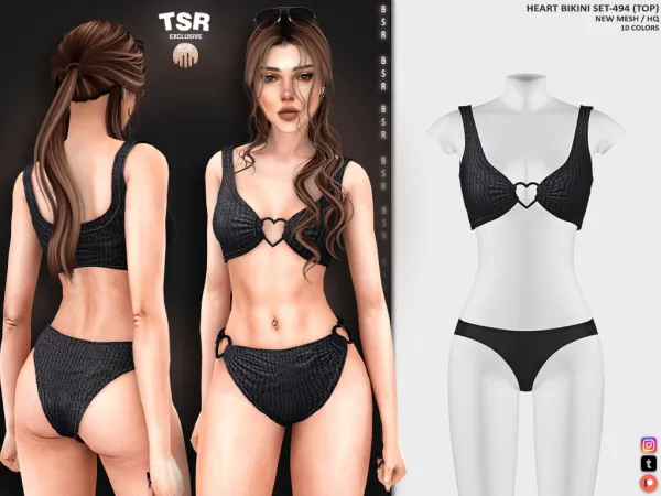 Alpha HEART BIKINI SET 494 BD1293 BD1294 - The Sims 4 Custom Content