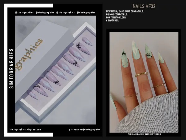 Alpha Nails AF32 - The Sims 4 Custom Content
