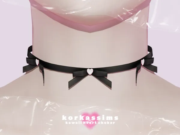 Alpha kawaii heart choker by korkassims - The Sims 4 Custom Content