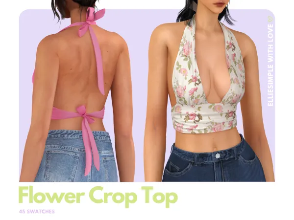 Alpha Elliesimple Flowers Collection Flower Crop Top - The Sims 4 Custom Content
