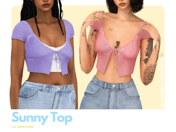 Mix Elliesimple Flowers Collection Sunny Top - The Sims 4 Custom Content