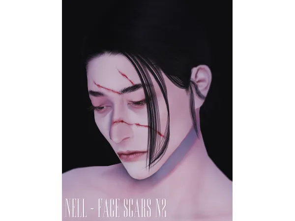 Mix Face Scars N2 by nell_le - The Sims 4 Custom Content