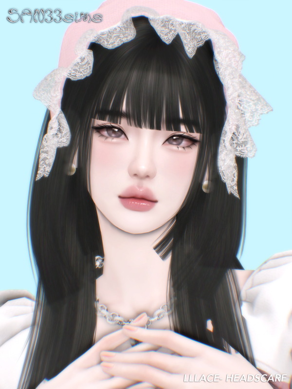 Alpha 333LLLace Headscarf by simsfinds - The Sims 4 Custom Content