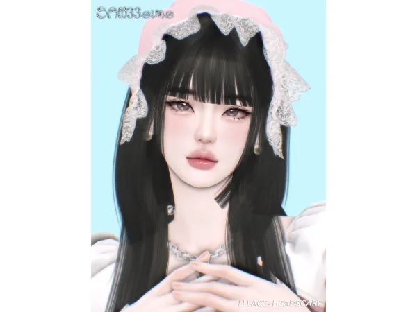 Alpha 333LLLace Headscarf by san33 - The Sims 4 Custom Content