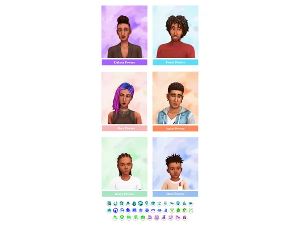 Maxis Match THE POWERS FAMILY by LadyChaos - The Sims 4 Custom Content