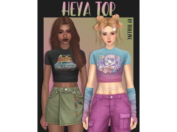Maxis Match Heya Top (2 versions) by trillyke - The Sims 4 Custom Content