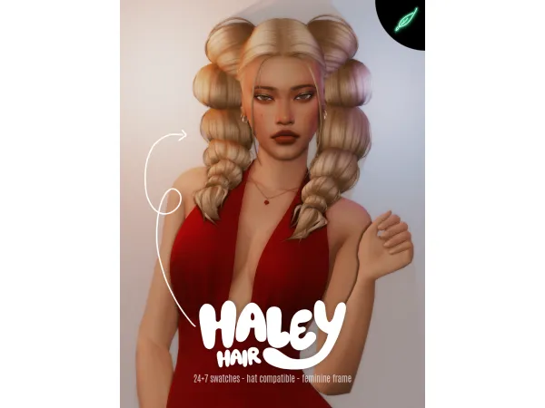 Maxis Match haley hair bubble pigtails by thatonegreenleaf - The Sims 4 Custom Content