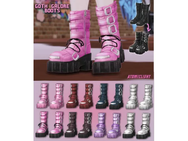 Mix goth galore boots reimagined atomiclight by atomiclight - The Sims 4 Custom Content